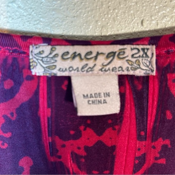 Energie One World Wear Size 2X Babydoll Boho 90's Y2K Beaded V-Neck Flowy Top - Picture 3 of 11